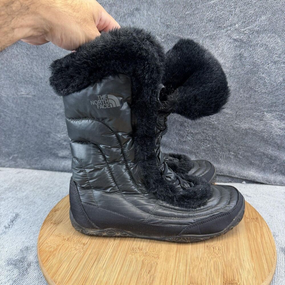 The North Face Boots Womens Size 8 Black Faux Fur Winter Snow APPY FG4 TB1Y